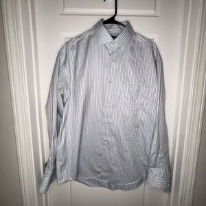 Men’s Large Classic Blue‎ Stripes Johnston & Murphy Button Down